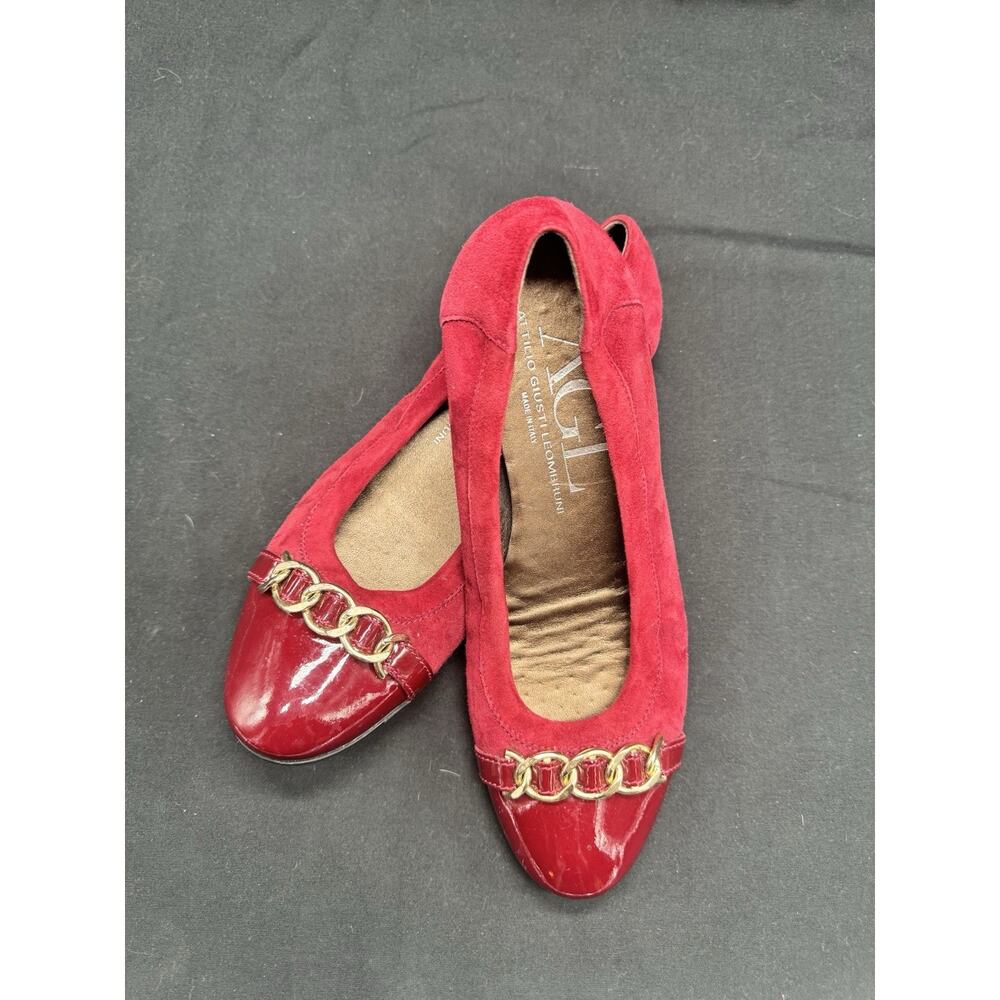 AGL Attilio Giusti Leombruni Red Wine Buckles Ballet Flats Size 39 Sz 8.5 - Picture 2 of 10